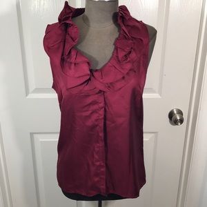 NWT Ann Taylor Maroon Silk Sleeveless Top Size 10